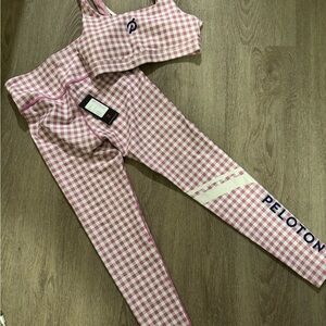 Peloton lilac and White Gingham Activewear Set